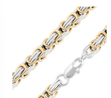 Load image into Gallery viewer, Gold & Silver 8mm Byzantine Two-Tone Stainless Steel Unisex Necklace CH23