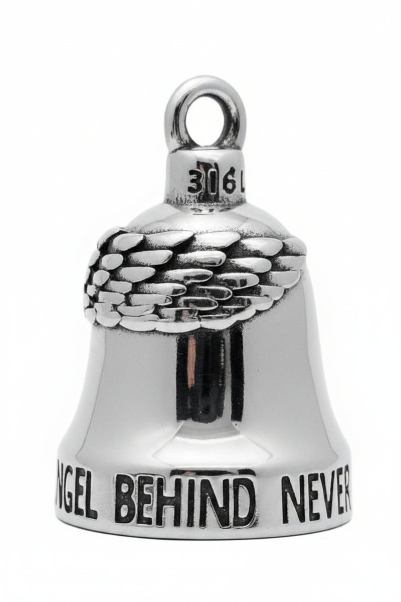 Clochette Moto Porte-Bonheur MOCY BELL Angel Biker – Acier Inox 316L Noir, Guardian Gremlin, Véritable Lucky Charm Biker
