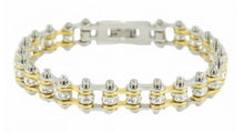 Load image into Gallery viewer, Women's Motorcycle Bike Chain Bracelet Stainless Steel Silver & Gold SB111