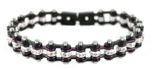 Load image into Gallery viewer, Ladies Motorcycle Biker Tennis Bracelet Stainless Steel Black & Candy Purple SB112