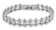Load image into Gallery viewer, Women's Motorcycle Bike Chain Bracelet Stainless Steel Silver on Silver SB115
