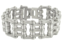 Load image into Gallery viewer, Heavy Metal Jewelry Men's Primary Motorcycle Bike Chain Bracelet Brushed Stainless Steel SB116