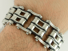 Load image into Gallery viewer, Heavy Metal Jewelry Men's Two-Tone Primary Motorcycle Bike Chain Bracelet Stainless Steel SB121
