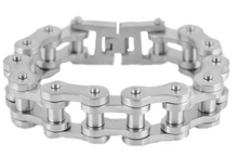 Load image into Gallery viewer, Heavy Metal Jewelry Men's Motorcycle Bike Chain Biker Bracelet Stainless Steel Silver Brushed Finish SB122