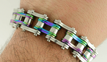 Load image into Gallery viewer, Heavy Metal Jewelry Men's Motorcycle Bike Chain Bracelet Stainless Steel Multi-Color/Double Link SB127