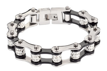 Load image into Gallery viewer, Tennis Bracelet Women's Motorcycle Bike Chain Stainless Steel Bracelet Silver & Black SB131