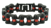 Load image into Gallery viewer, Heavy Metal Jewelry Firefighters Men's Motorcycle Bike Chain Bracelet Stainless Steel Black & Red SB146