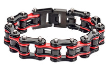Load image into Gallery viewer, Men's Heavy Metal Jewelry Motorcycle Bike Chain Bracelet Stainless Steel Black & Red Firefighter SB178