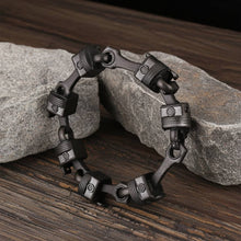 Load image into Gallery viewer, Punisher Skull and Piston Gunmetal Jewelry Motorcycle Bracelet SB179