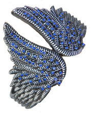 Load image into Gallery viewer, Jewelry Women's Angel Wings Cuff/Bangle/Bracelet Blue Stones Stainless Steel SB183