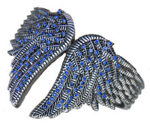 Load image into Gallery viewer, Jewelry Women's Angel Wings Cuff/Bangle/Bracelet Blue Stones Stainless Steel SB183