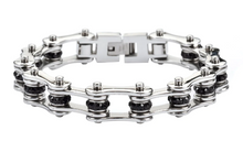 Load image into Gallery viewer, Women's Bike Chain Stainless Steel Bracelet Silver/Black Crystals SB197