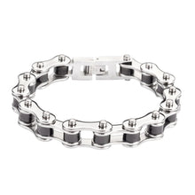 Load image into Gallery viewer, Unisex Bike Chain Motorcycle Biker Bracelet Stainless Steel Silver & Black Biker Jewelry SB1
