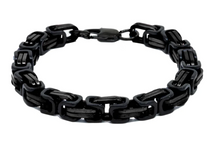 Load image into Gallery viewer, 7mm Black Stainless Steel Byzantine Bracelet SB211