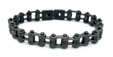 Load image into Gallery viewer, Ladies Gunmetal / Distressed Stainless Steel Motorcycle Biker Bracelet SB216