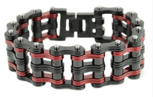 Load image into Gallery viewer, Men's Primary Motorcycle Bike Chain Bracelet Black & Red Stainless Steel SB230