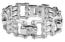 Load image into Gallery viewer, Skull Jewelry Men's Primary Motorcycle Bike Chain Bracelet Skull Links Stainless Steel SB25