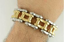 Load image into Gallery viewer, Biker Jewelry Men's Motorcycle Bike Chain Bracelet Silver/Gold Stainless Steel SB34