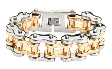 Load image into Gallery viewer, Biker Jewelry Men's Motorcycle Bike Chain Bracelet Silver/Gold Stainless Steel SB34