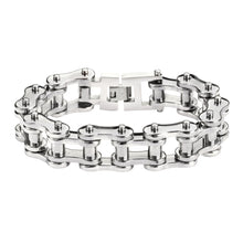 Load image into Gallery viewer, Biker Jewelry Men's Motorcycle Bike Chain Bracelet Stainless Steel Silver SB41