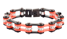 Load image into Gallery viewer, Biker Jewelry Ladies Motorcycle Bike Chain Stainless Steel Bracelet Black & Orange SB55