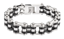 Load image into Gallery viewer, Biker Jewelry Men's Motorcycle Bike Chain Bracelet Stainless Steel Silver & Black SB65
