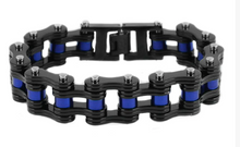 Load image into Gallery viewer, Biker Jewelry Men's Motorcycle Bike Chain Biker Bracelet Stainless Steel Black/ Blueish / Purplish Double Link SB66