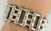 Load image into Gallery viewer, Biker Jewelry Men's Primary Motorcycle Bike Chain Bracelet Chrome Stainless Steel SB71