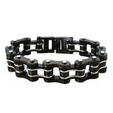 Load image into Gallery viewer, Jewelry Men's Motorcycle Bike Chain Bracelet Stainless Steel Black & Silver SB76