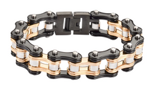 Load image into Gallery viewer, Jewelry Men's Motorcycle Bike Chain Biker Bracelet Stainless Steel Black & Gold SB78