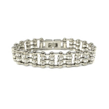 Load image into Gallery viewer, Ladies Stainless Steel Bling Motorcycle Tennis Bracelet with Two Rows of Crystals SB82