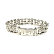 Load image into Gallery viewer, Ladies Stainless Steel Bling Motorcycle Tennis Bracelet with Two Rows of Crystals SB82