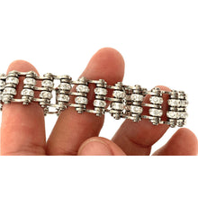 Load image into Gallery viewer, Ladies Stainless Steel Bling Motorcycle Tennis Bracelet with Two Rows of Crystals SB82