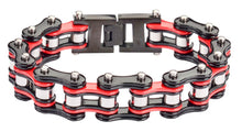 Load image into Gallery viewer, Biker Jewelry Men's Motorcycle Bike Chain Biker Bracelet Stainless Steel Black & Red SB87