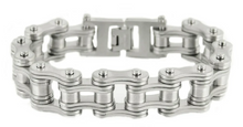 Load image into Gallery viewer, Biker Jewelry Men's Motorcycle Bike Chain Bracelet Stainless Steel Silver Brushed Finish SB98