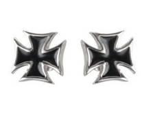 Load image into Gallery viewer, Unisex Black Iron Cross Post & Nut Earrings Stainless Steel
