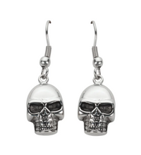 Load image into Gallery viewer, Biker Jewelry Ladies French Wire skull Earrings Stainless Steel Unisex SE36