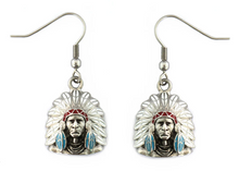 Load image into Gallery viewer, Biker Jewelry Indian Full Headdress Earrings Stainless Steel SE43