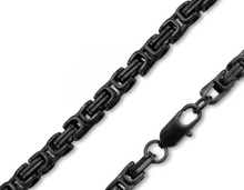 Load image into Gallery viewer, Black Stainless Steel 7mm Byzantine Men's Necklace / Chain CH36