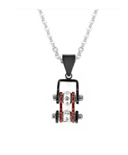 Load image into Gallery viewer, Women's Mini Motorcycle Bike Chain Pendant Black & Candy Red, Stainless Steel (Copy)
