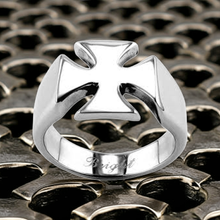 Load image into Gallery viewer, Smooth Iron Cross Ring Unisex Biker Stainless Steel Ring SR12