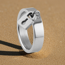 Load image into Gallery viewer, Biker "Love" Lock Ladies Ring Wedding Band Stainless Steel SR24