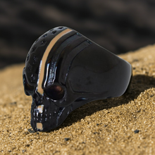 Load image into Gallery viewer, Black Skull / Desert Storm Striped Edition Stainless Steel Unisex Military Ring SR31