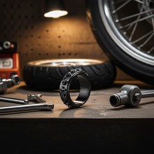 Load image into Gallery viewer, Black Skulls & Crosses Spinner Ring Unisex SR60