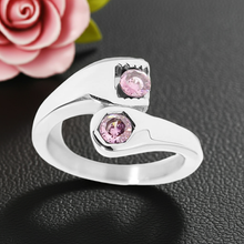 Load image into Gallery viewer, Ladies Wrench Ring October Pink CZs Stainless Steel  SR79
