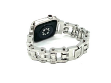 Load image into Gallery viewer, Men's Bike Chain Watch Band Fits Apple Silver Stainless Steel Motorcycle W10