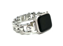 Load image into Gallery viewer, Men's Bike Chain Watch Band Fits Apple Silver Stainless Steel Motorcycle W10