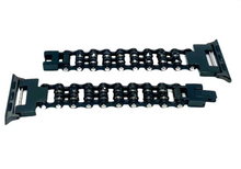 Load image into Gallery viewer, Watch Band Ladies Black Stainless Steel Bling Motorcycle Tennis Bracelet Crystals Double Rows W1