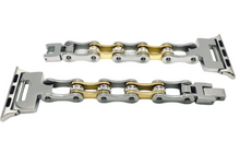 Load image into Gallery viewer, Bike Chain Watch Band Ladies Silver & Gold Stainless Steel Fits Apple Watch W7