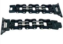 Load image into Gallery viewer, Men's Bike Chain Watch Band Fits Apple Black and Silver Stainless Steel Watch Band W9